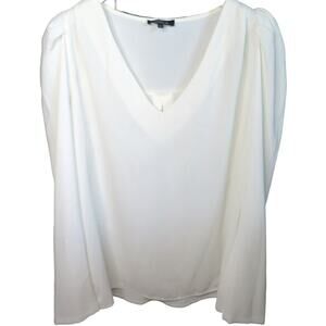 Unika V-Neck Blouse, Long Sleeve Top Pullover White S NWOT